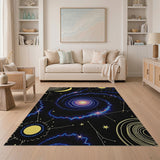 ODIKA Celestial Galaxy Washable Area Rug - Low Pile Non-Slip Modern Cosmic Carpet