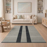 Black and White Modern Black White Vertical Striped Area Rug