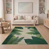 Green Palm Leaf Area Rug