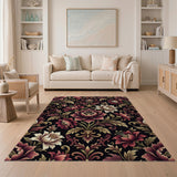 Luxurious Red Peony Floral Vintage Area Rug