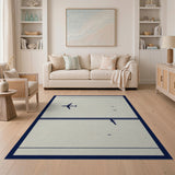 Beige and Neutral Navy Airplane Silhouette Area Rug