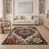 Vintage Lace Heart Rose Garden Area Rug