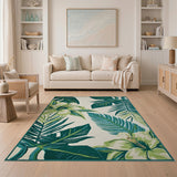 Green Monstera Leaf Lily Coastal Area Rug