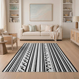 Bold Tribal Zigzag Stripe Black White Area Rug