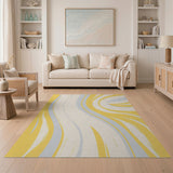 Yellow Yellow Swirl Abstract Area Rug