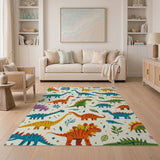 ODIKA Colorful Dinosaur Kids Area Rug, Washable Non-Slip Nursery Play Mat