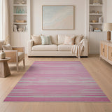 Bold Pink Striped Geometric Area Rug
