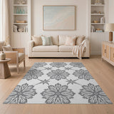 Grey Intricate Floral Cutout Area Rug