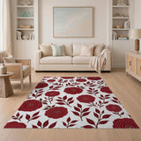 Red Vintage Red Floral Pattern Area Rug