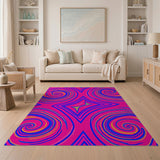 Multi-color and Patterns Vibrant Pink Swirl Abstract Area Rug