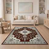 Traditional Persian Ornate Brown Medallion Persian Area Rug