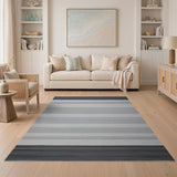 Modern Grey Striped Flatweave Area Rug