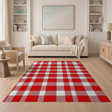 Classic Red White Gingham Check Area Rug