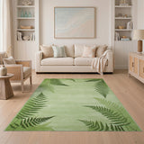 Lush Fern Leaf Green Area Rug