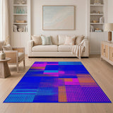 Vibrant Geometric Multi-Color Patchwork Rug