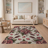 Vintage Pink Roses Crossed Arrows Area Rug