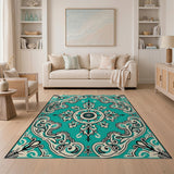 Ornate Teal Persian Area Rug