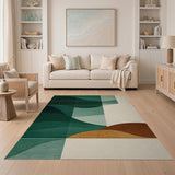 Modern Teal Green Wave Abstract Area Rug