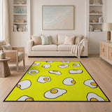 Sunny Fried Eggs Cartoon Yellow Area Rug