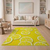 Sunny Fruit Pattern Sunny Lemon Slices Yellow Area Rug