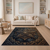 Ornate Gold Paw Star Mandala Rug