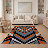 Geometric Modern Orange Bold Orange Geometric Modern Area Rug
