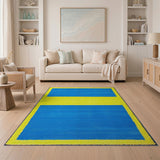 Bold Blue Yellow Geometric Geometric Modern Area Rug