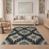 Grey Grey Starburst Geometric Area Rug