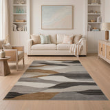 Modern Abstract Wave Neutral Area Rug