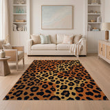 Bold Orange Leopard Print Area Rug