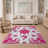Hot Pink Paisley Floral Persian Rug