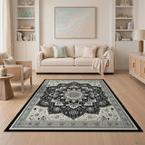 Intricate Black and White Intricate Black White Mandala Area Rug