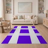 Purple White Vertical Stripe Area Rug