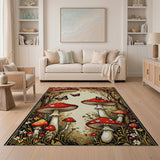 Multi-color and Patterns Enchanted Red Mushroom Forest Area Rug