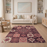Pink Mandala Paisley Tile Area Rug