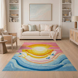 Vibrant Sunset Waves Multi-Color Area Rug