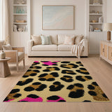 Pink Gold Glitter Leopard Area Rug