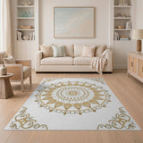 Ornate Gold Mandala Persian Rug