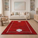 Red Red Baseball Diamond Area Rug