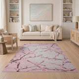 Floral Vintage Pink Cherry Blossom Area Rug