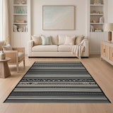 Black and White Black White Heritage Tribal Stripe Rug