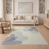 Abstract Grey Petal Layered Area Rug