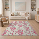 Pink Swirling Floral Pattern Area Rug