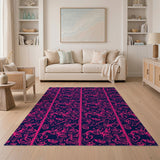 Navy and Hot Pink Swirling Persian Area Rug