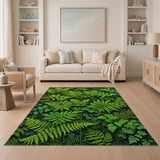 Floral Vintage Lush Fern Canopy Green Area Rug