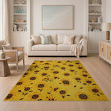 Vibrant Yellow Sunflower Floral Area Rug