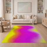 Vibrant Yellow-Pink Gradient Wave Abstract Rug