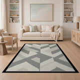Modern Grey Zigzag Geometric Area Rug