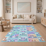 Vibrant Cartoon Cat Aquarium Kids Area Rug