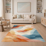 Fluid Abstract Waves Washable Area Rug